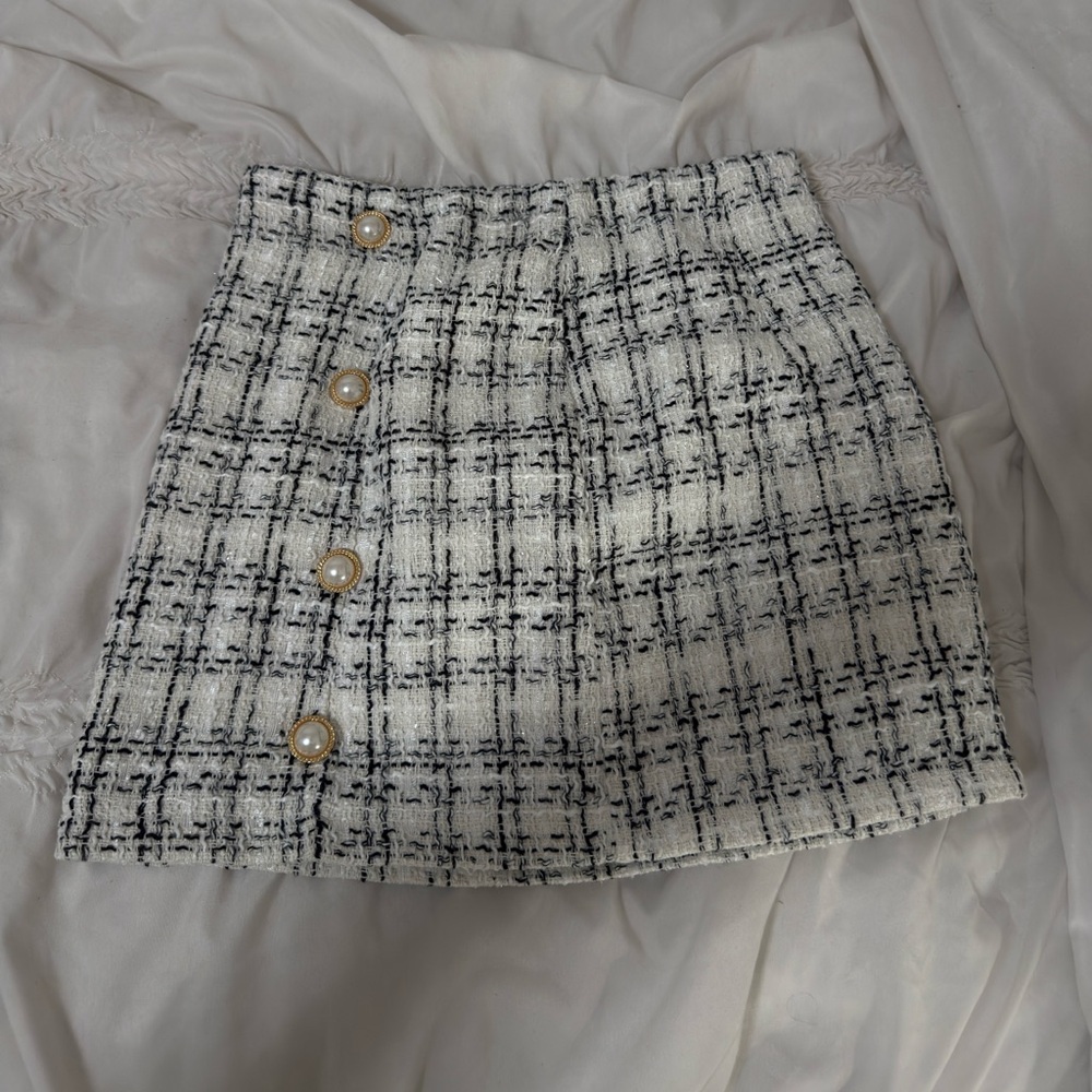 Plaid Button-Front Skirt